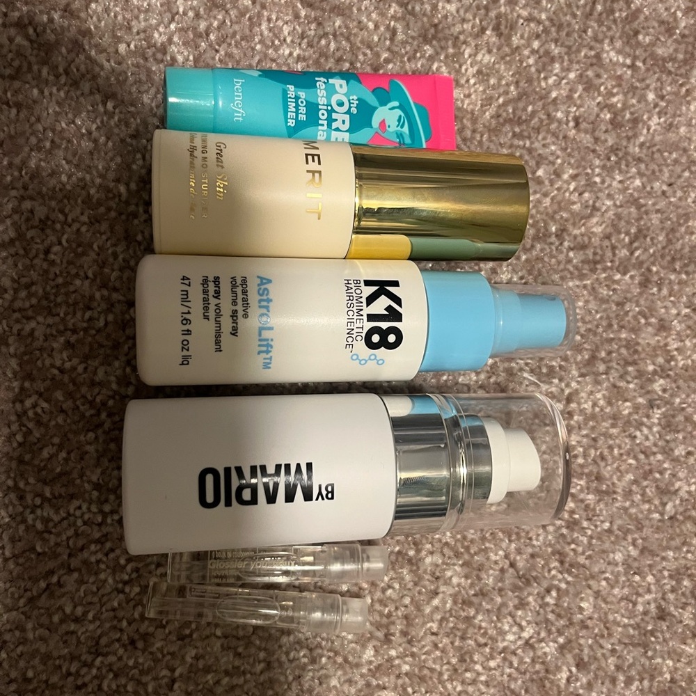 Benefit POREfessional Primer, k18, merit primer, Mario setting spray